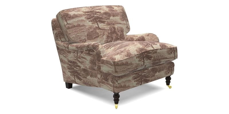 Coates Chair in RHS Gertrude Jekyll Lattice Blue with Seat and Back Cushions in Mohair Velvet Indigo