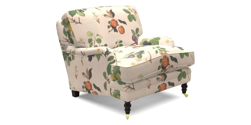 Coates Chair in RHS Gertrude Jekyll Lattice Blue with Seat and Back Cushions in Mohair Velvet Indigo