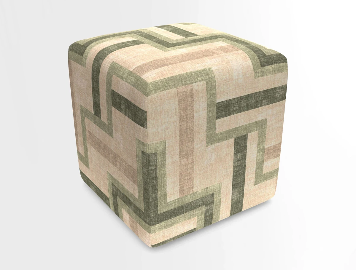 Cube Footstool in Peruvian homespun fabric
