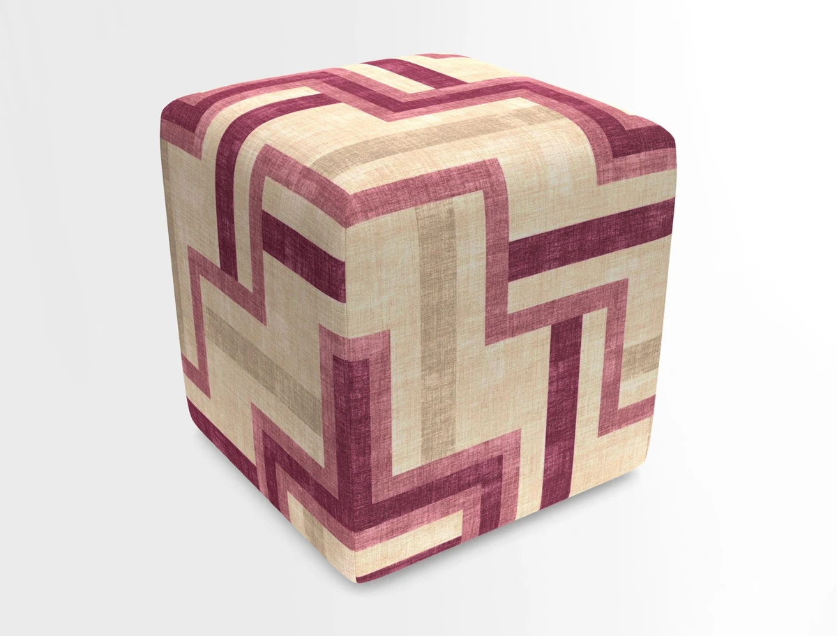 Cube Footstool in Peruvian homespun fabric