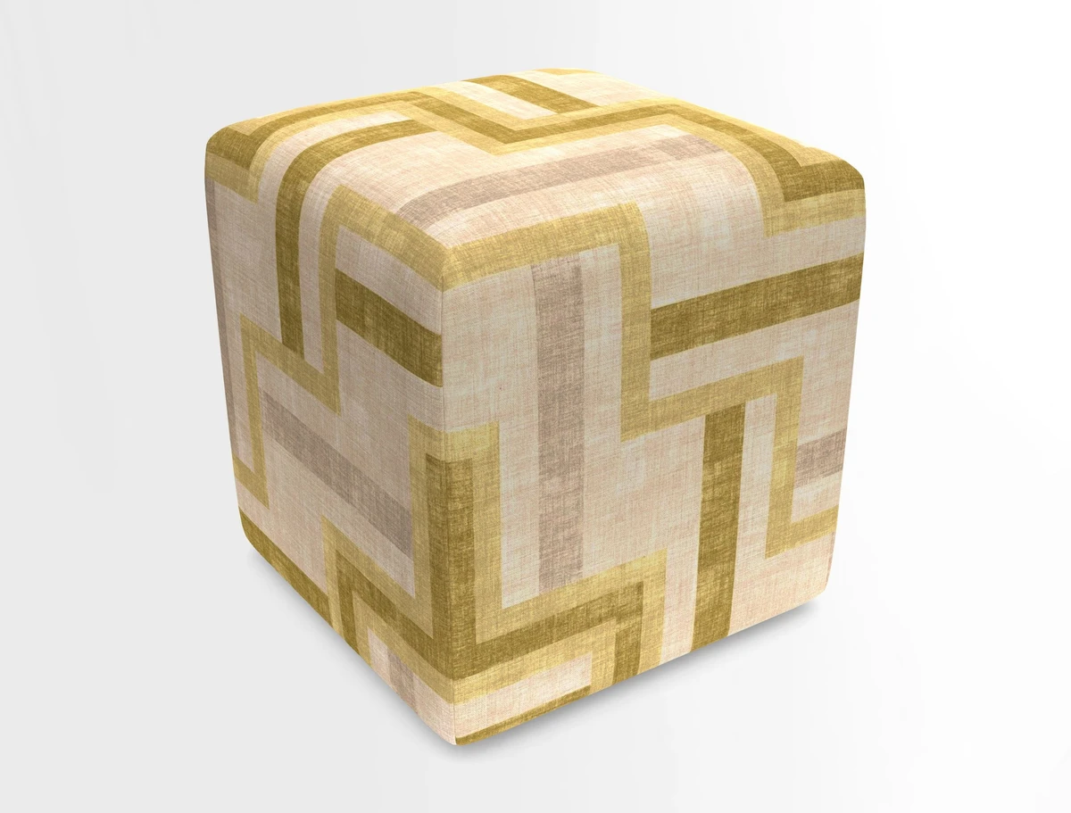 Cube Footstool in Peruvian homespun fabric