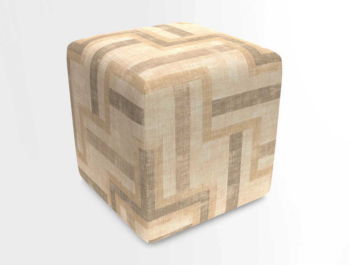 Cube Footstool in Peruvian homespun fabric