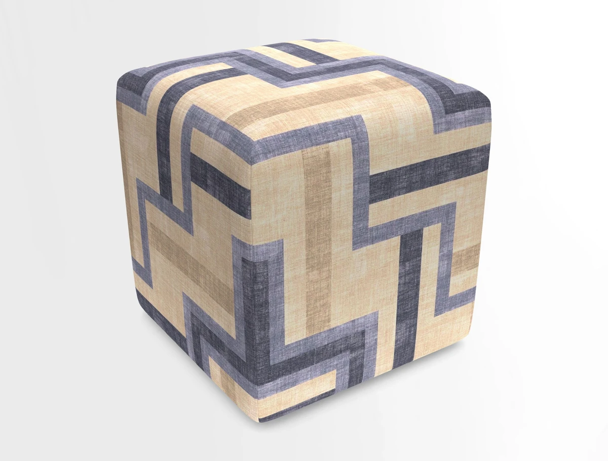 Cube Footstool in Peruvian homespun fabric