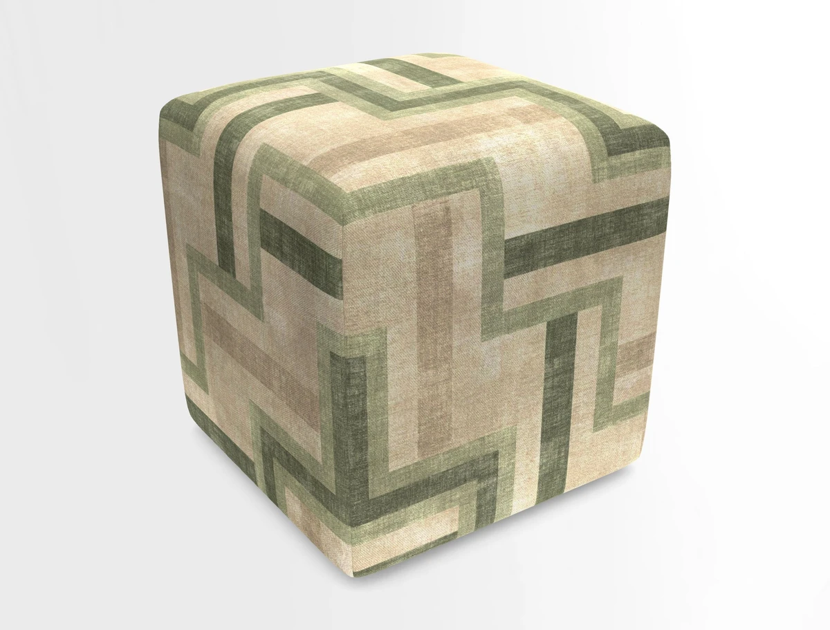 Cube Footstool in Peruvian homespun fabric