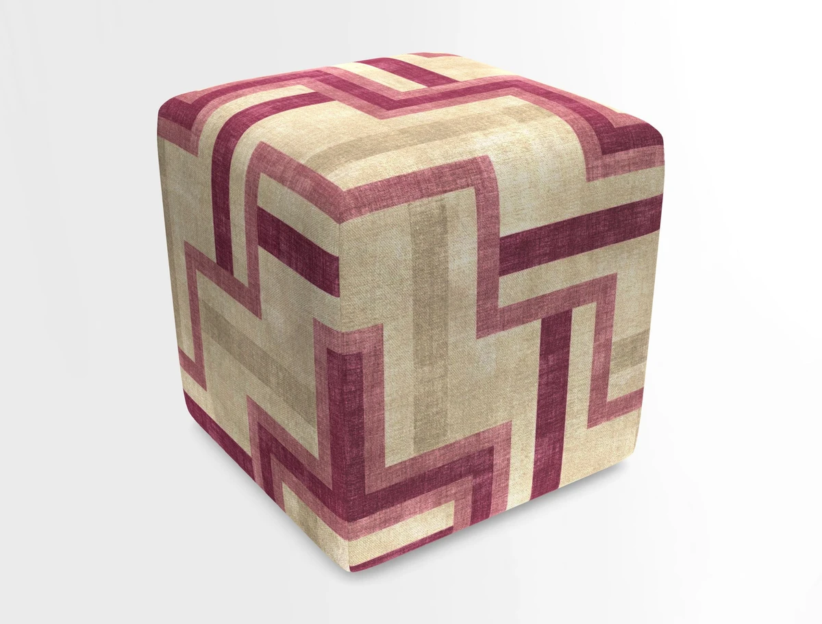 Cube Footstool in Peruvian homespun fabric