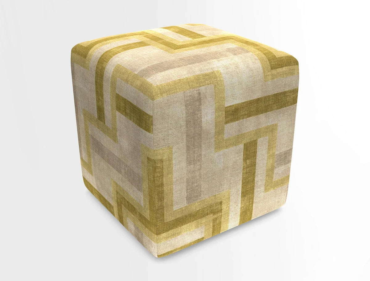 Cube Footstool in Peruvian homespun fabric