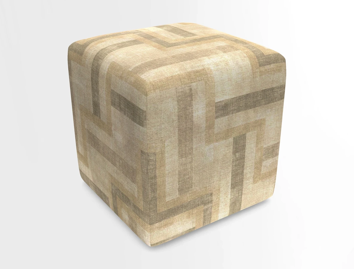 Cube Footstool in Peruvian homespun fabric