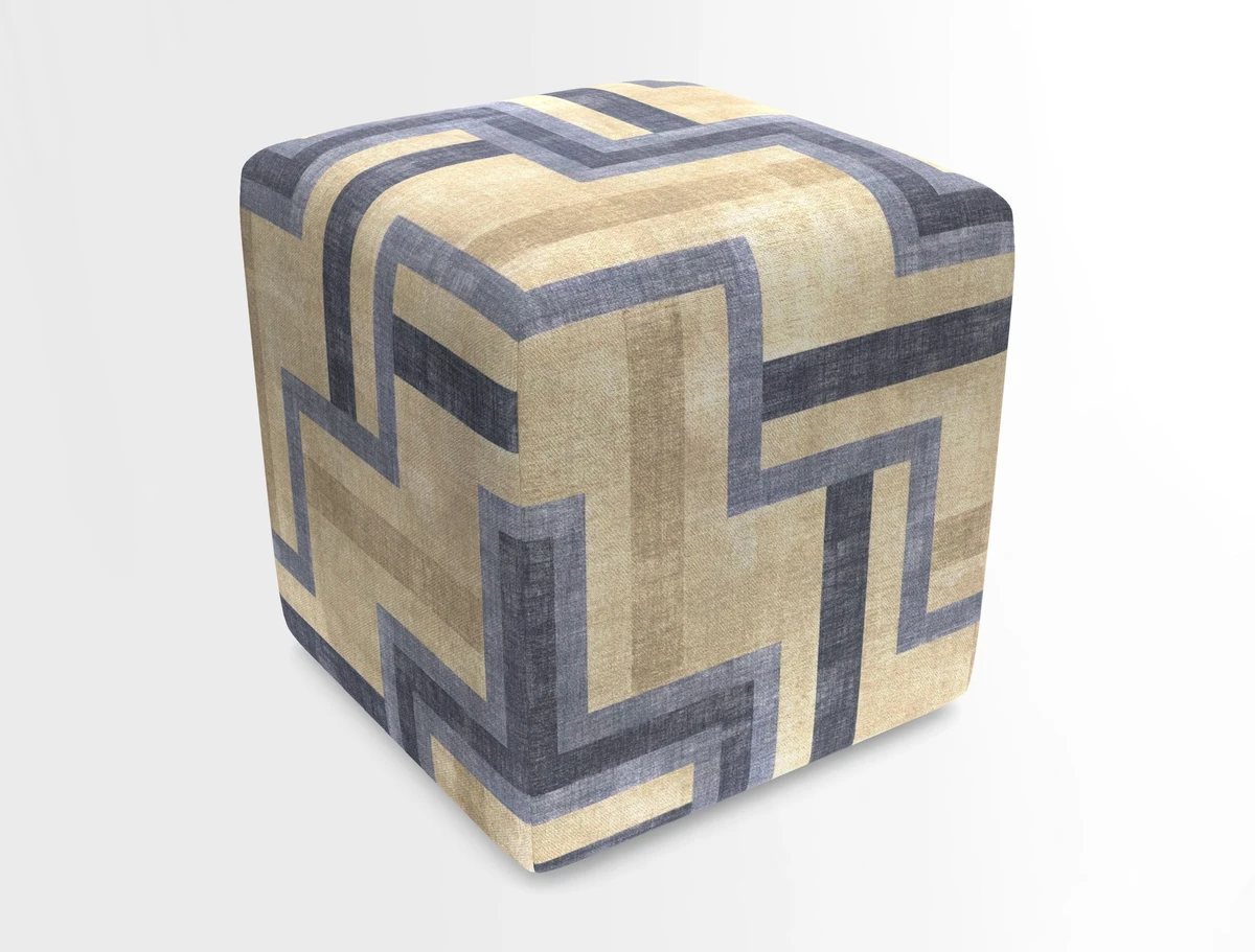 Cube Footstool in Peruvian homespun fabric