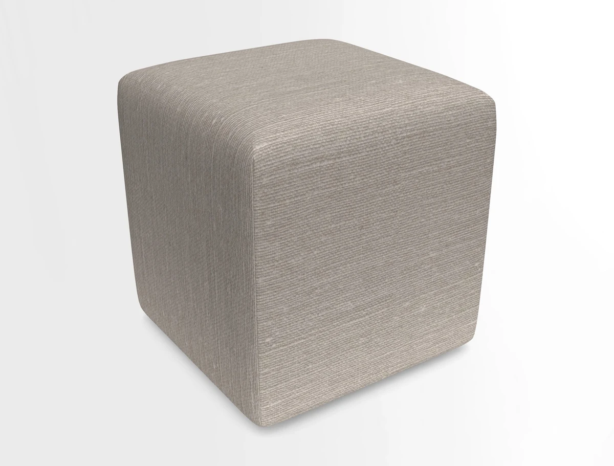 Cube Footstool in Peruvian homespun fabric