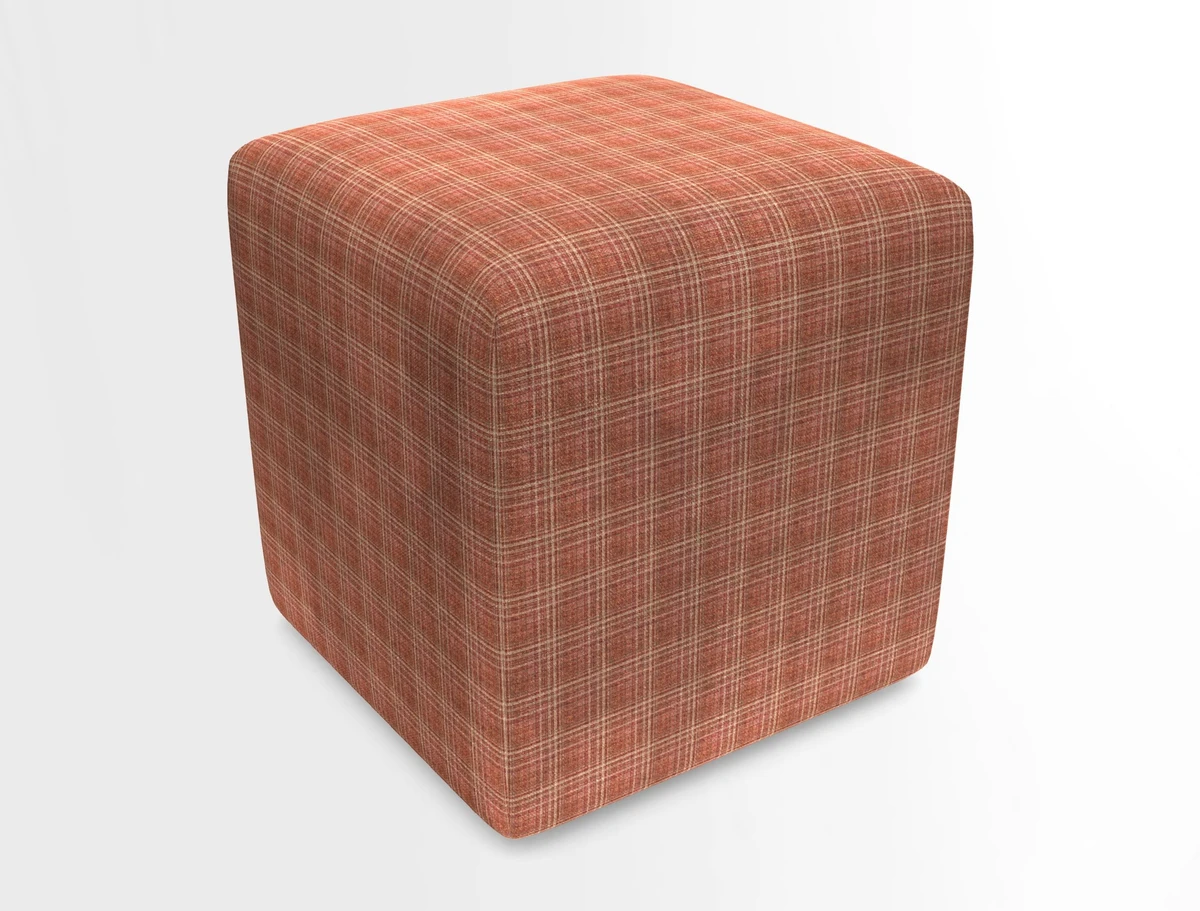 Cube Footstool in Peruvian homespun fabric