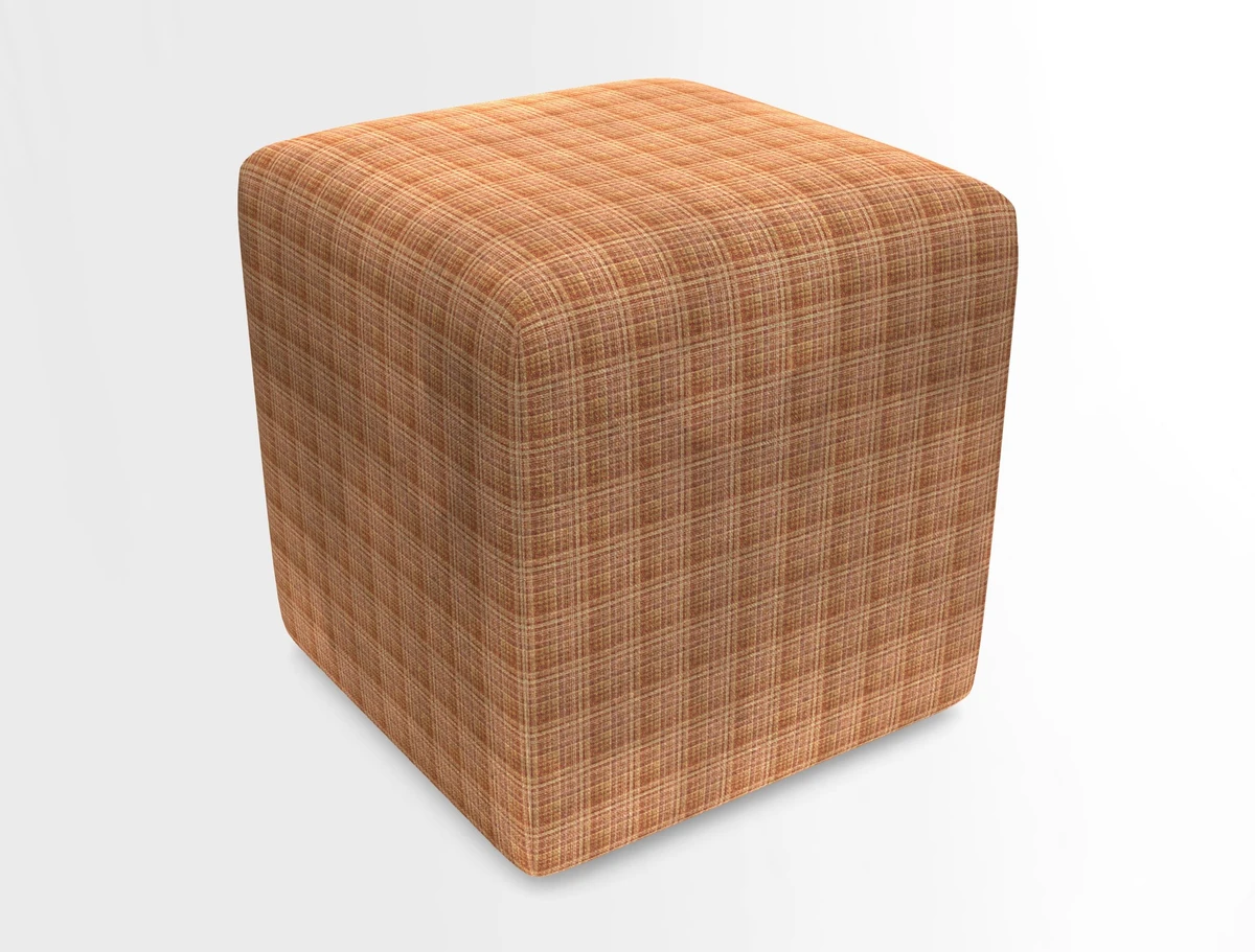Cube Footstool in Peruvian homespun fabric