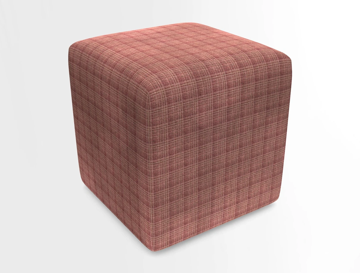 Cube Footstool in Peruvian homespun fabric