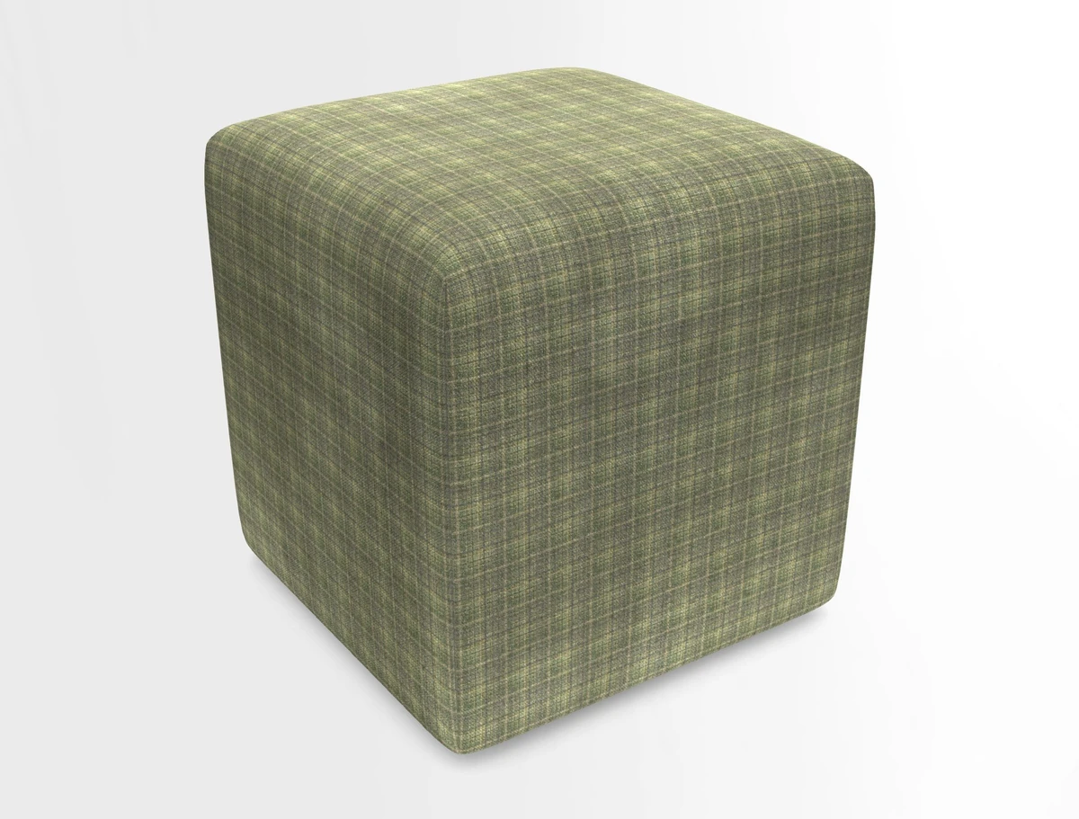 Cube Footstool in Peruvian homespun fabric