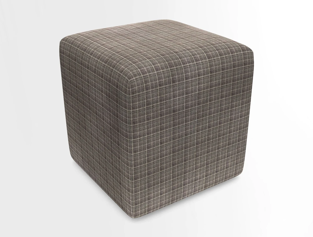 Cube Footstool in Peruvian homespun fabric