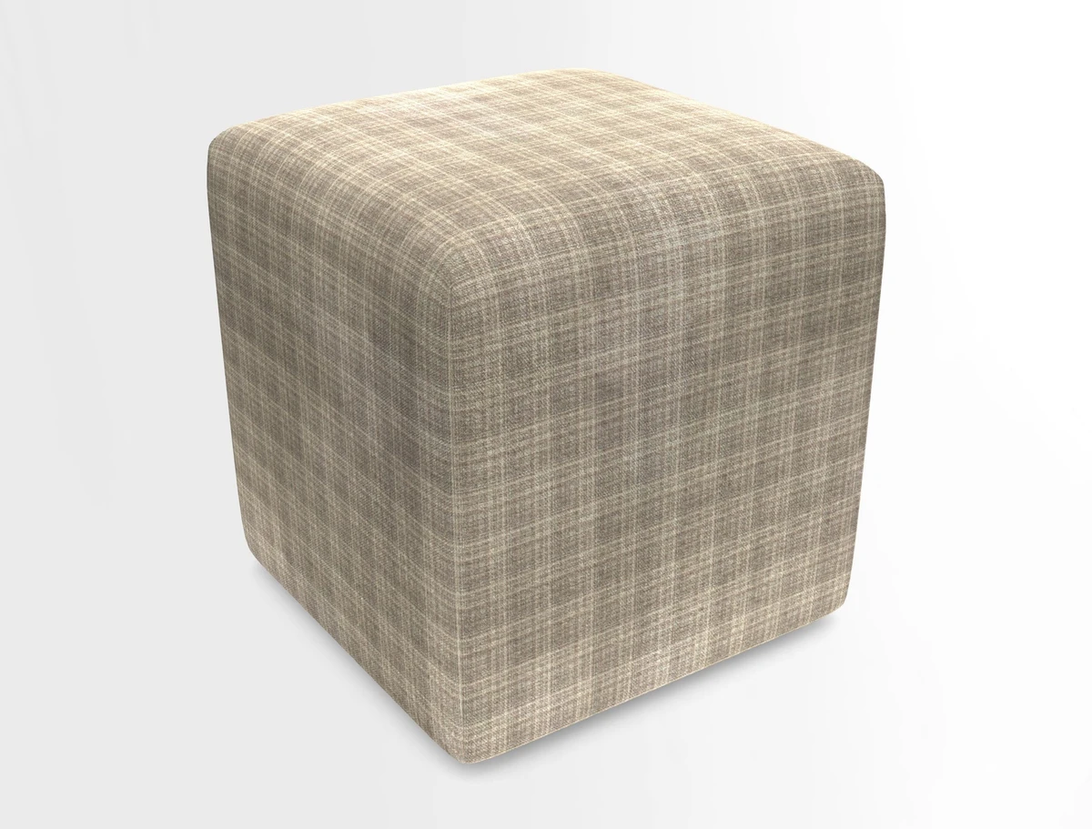 Cube Footstool in Peruvian homespun fabric