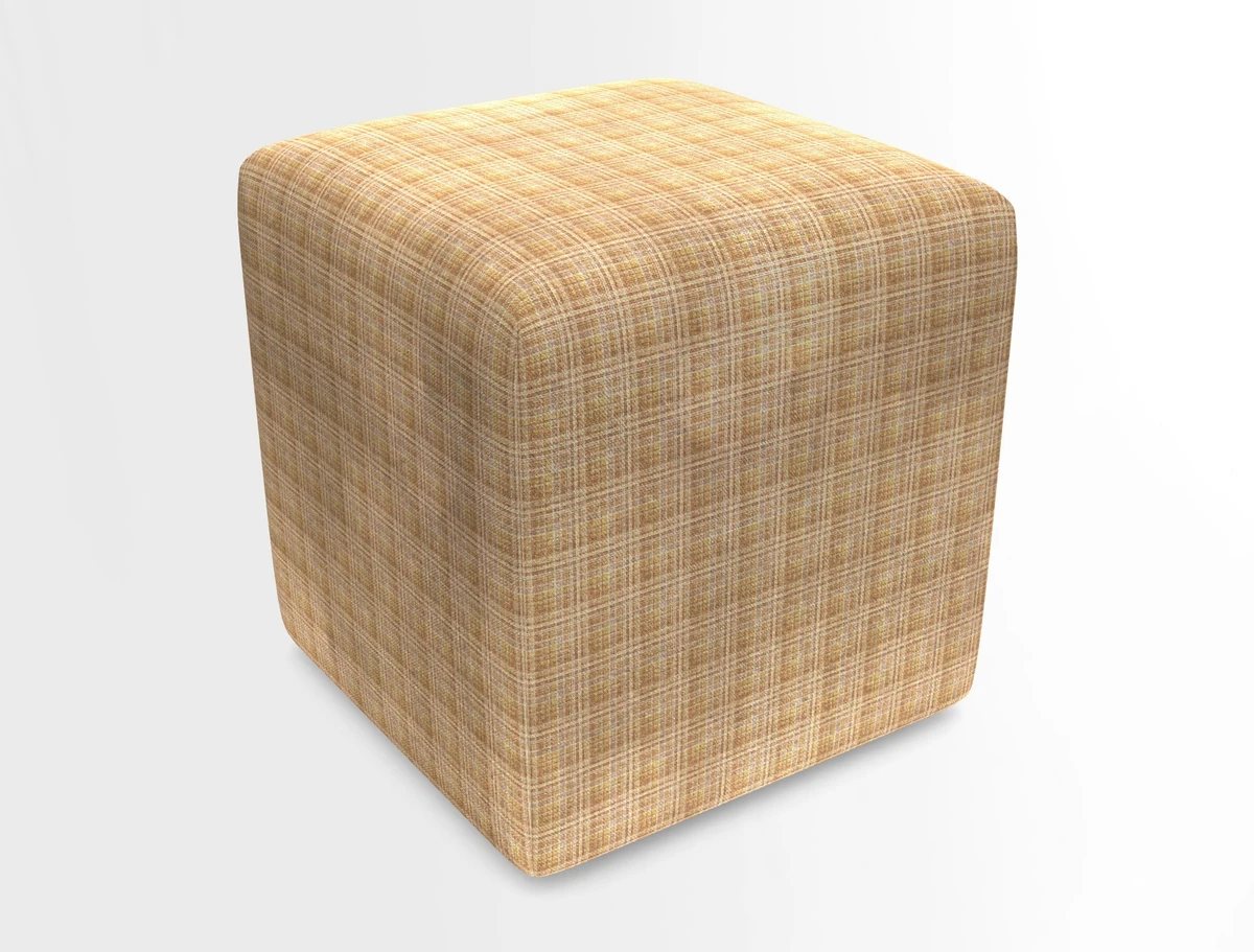 Cube Footstool in Peruvian homespun fabric