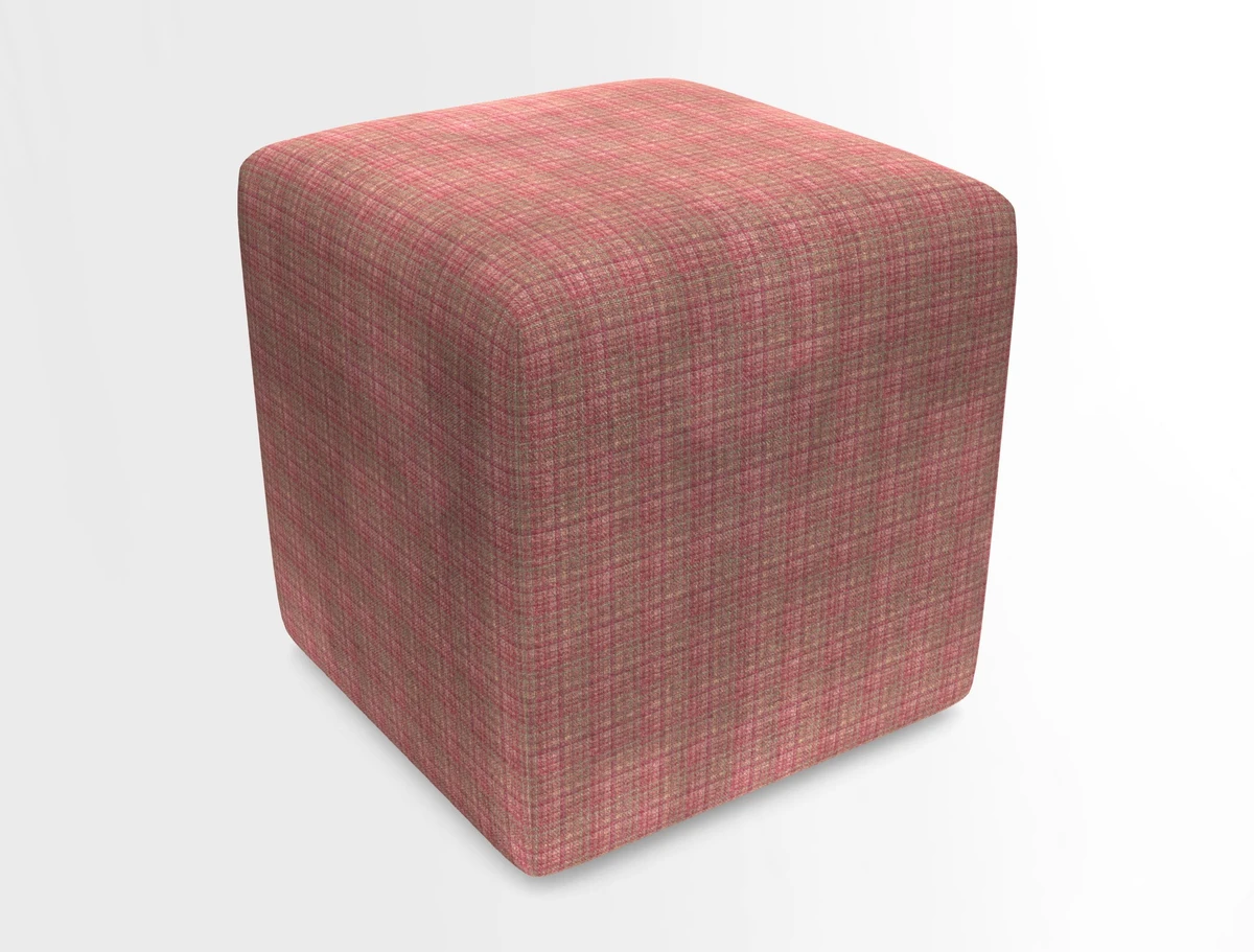Cube Footstool in Peruvian homespun fabric