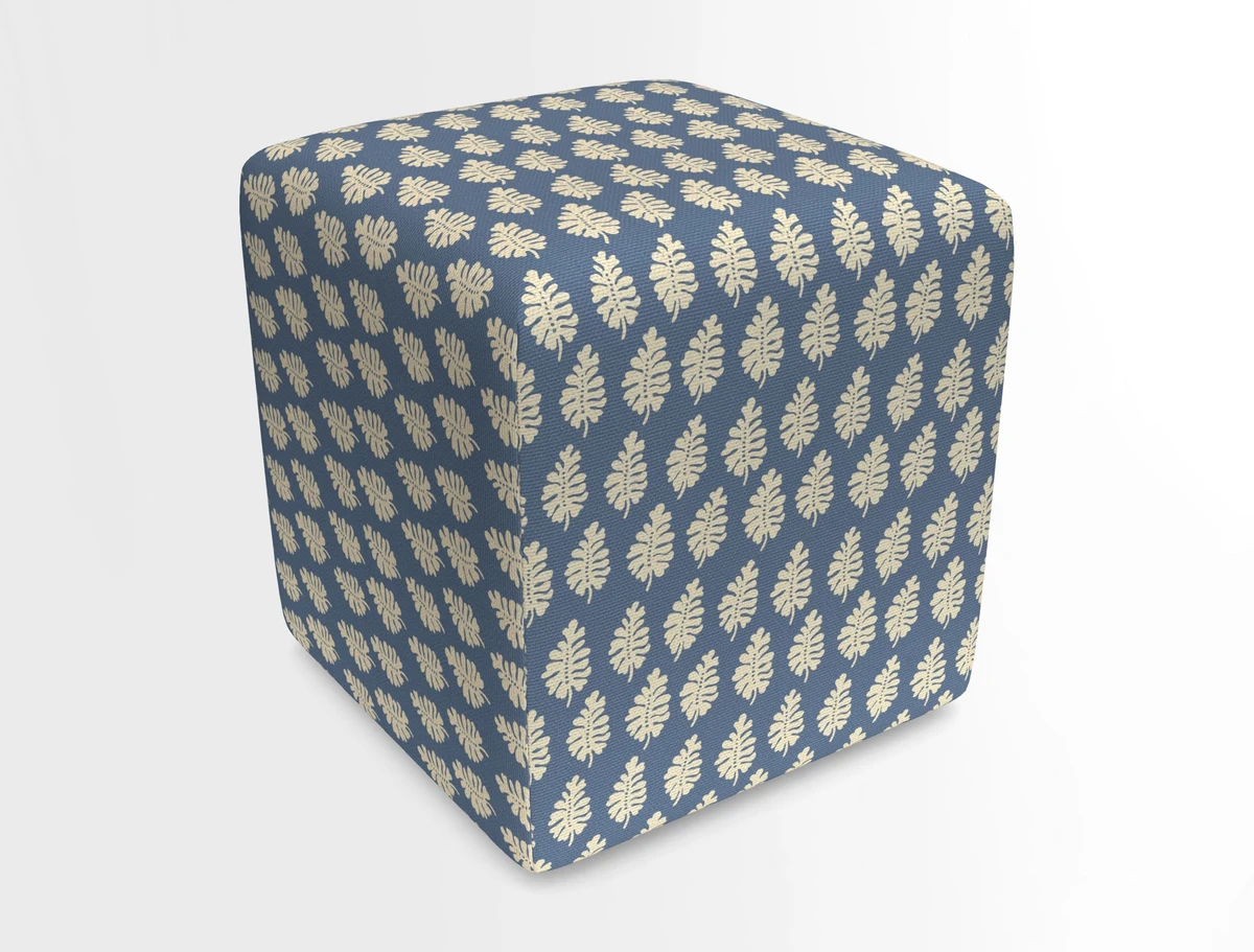 Cube Footstool in Peruvian homespun fabric