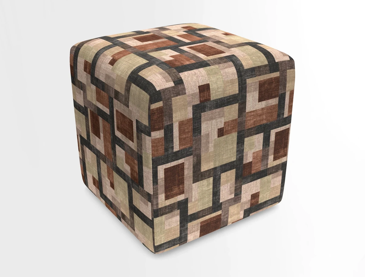 Cube Footstool in Peruvian homespun fabric