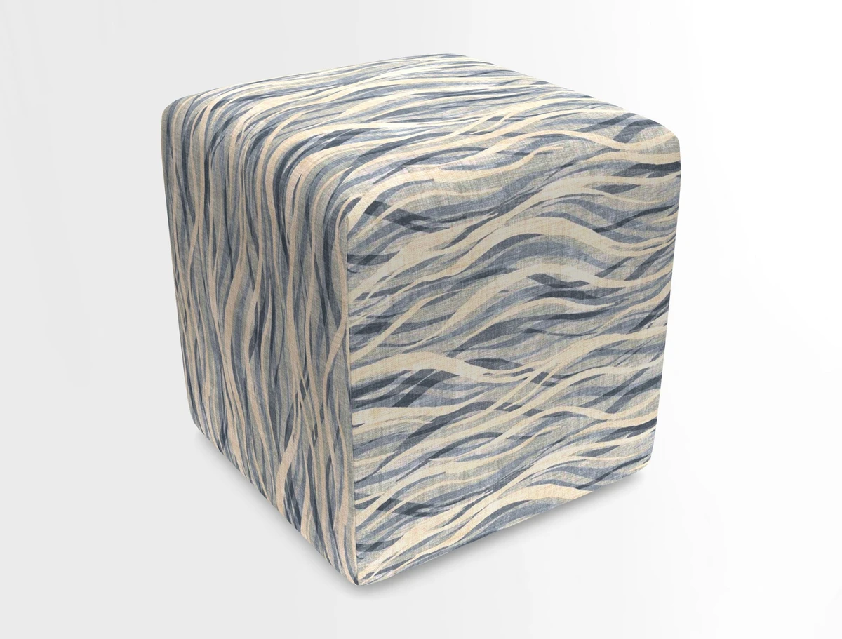 Cube Footstool in Peruvian homespun fabric