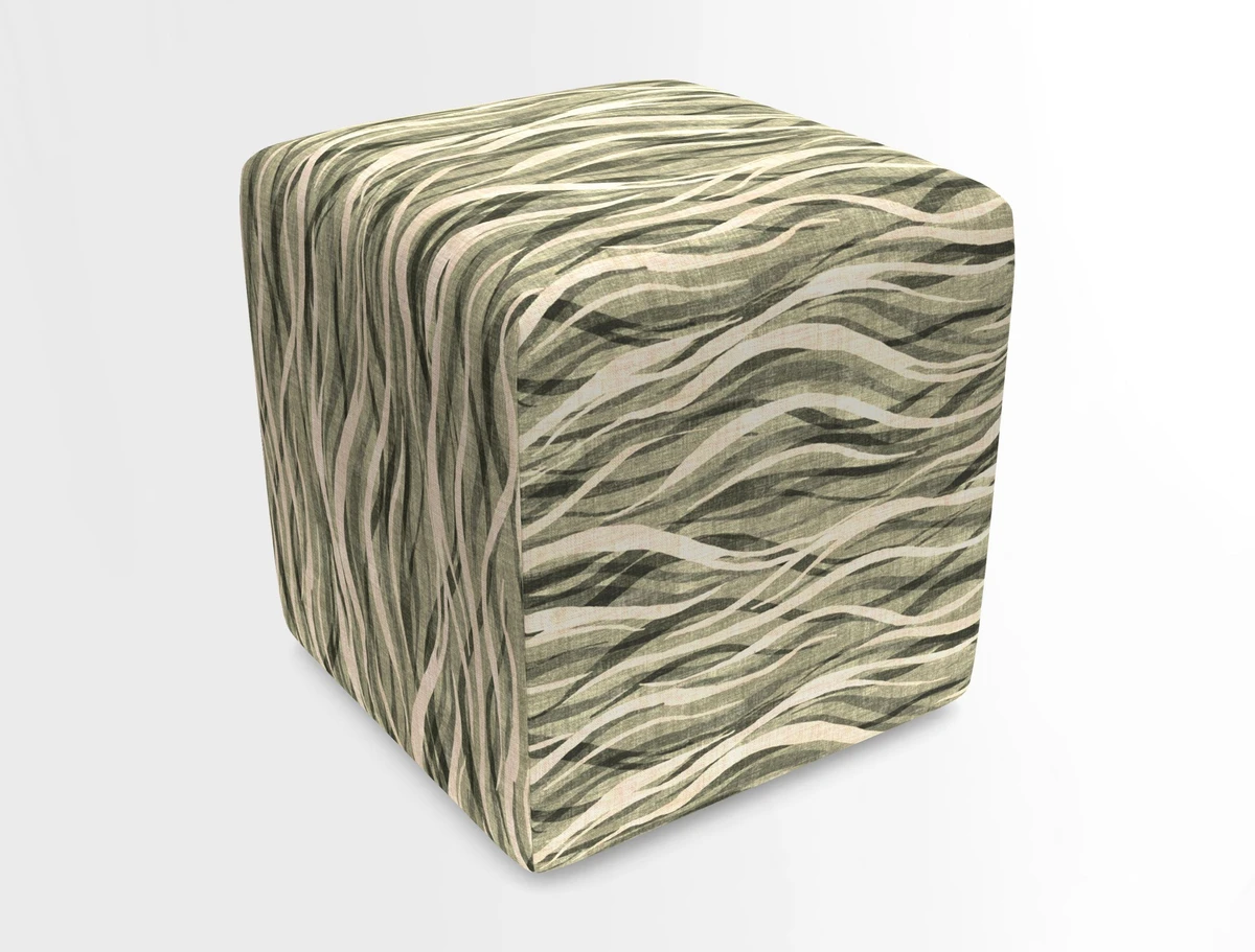 Cube Footstool in Peruvian homespun fabric