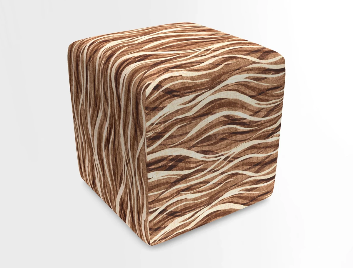 Cube Footstool in Peruvian homespun fabric