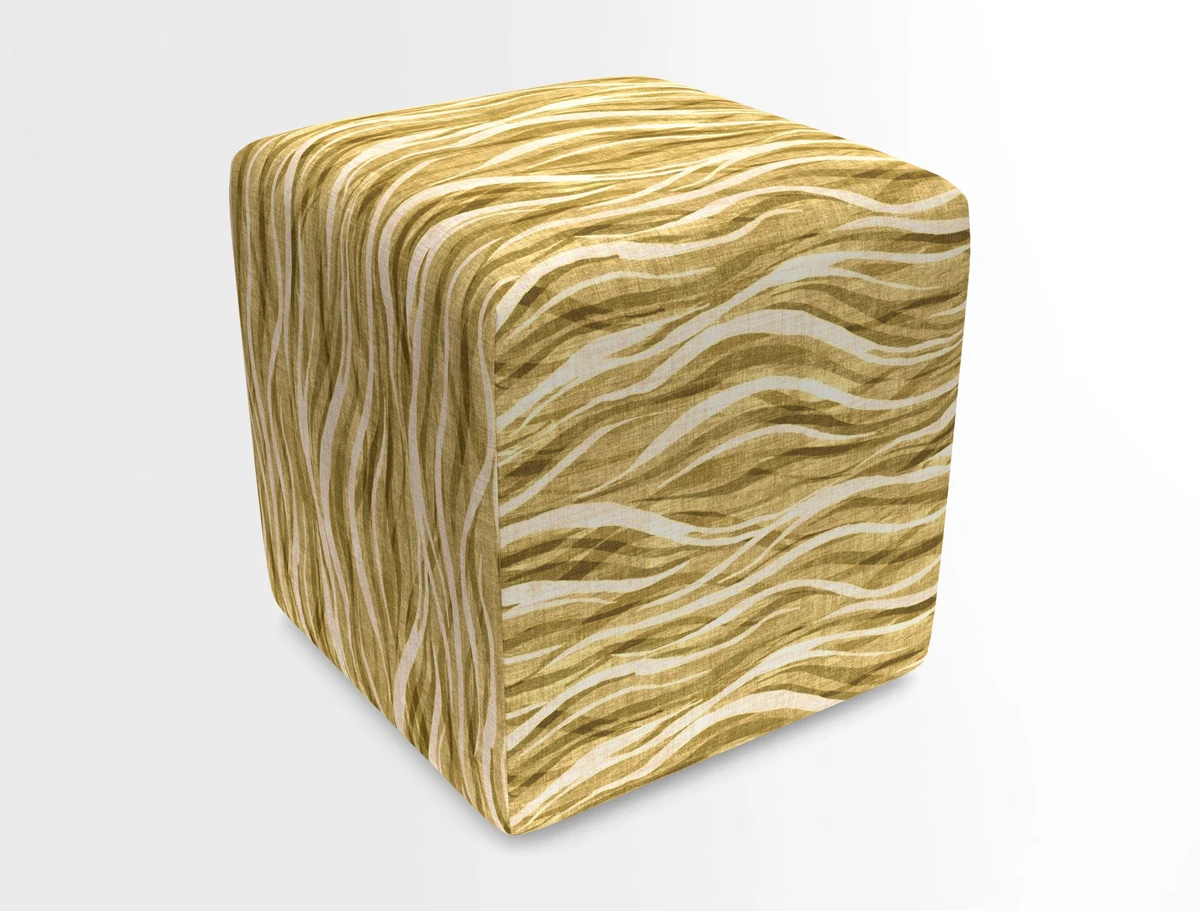 Cube Footstool in Peruvian homespun fabric