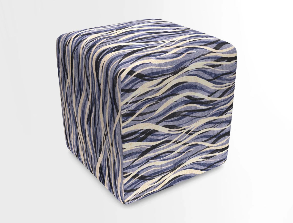 Cube Footstool in Peruvian homespun fabric