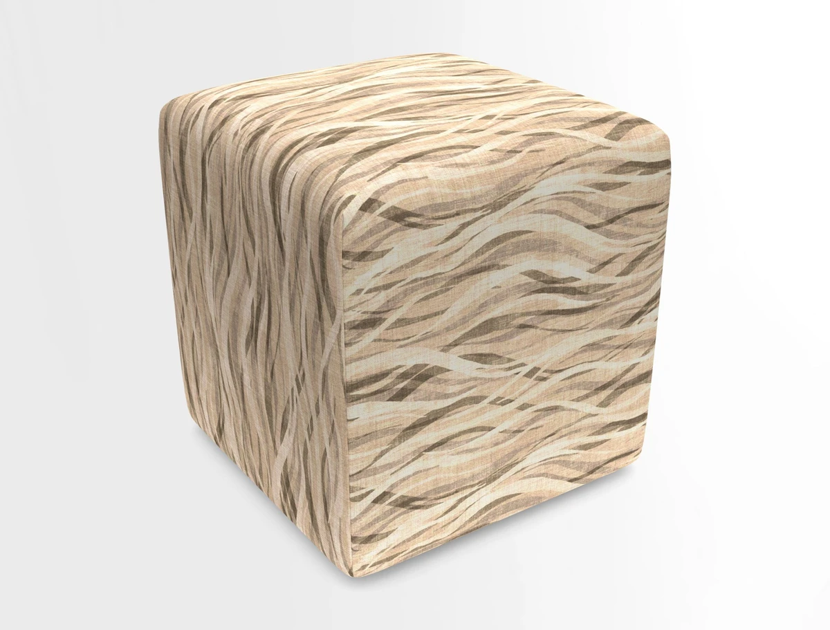 Cube Footstool in Peruvian homespun fabric