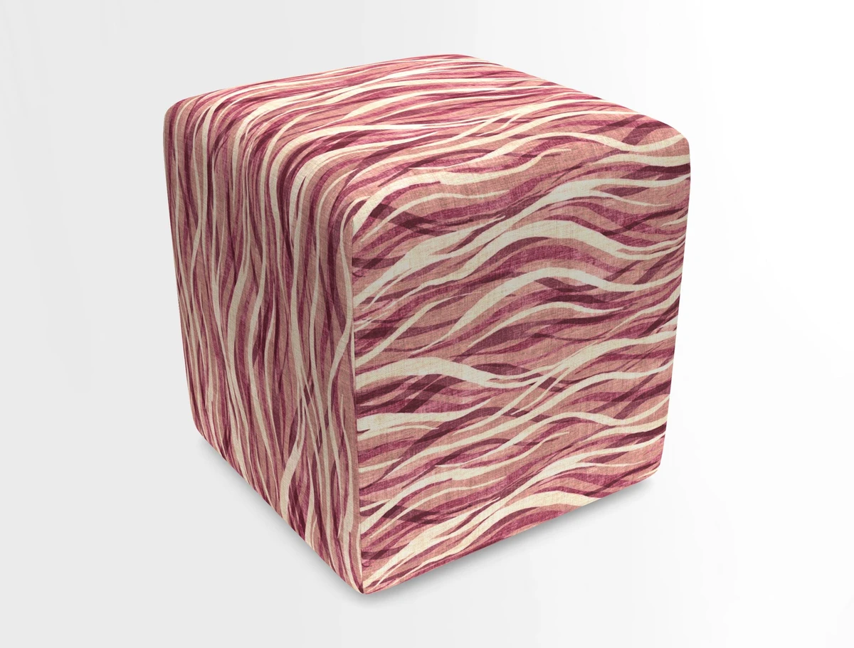 Cube Footstool in Peruvian homespun fabric