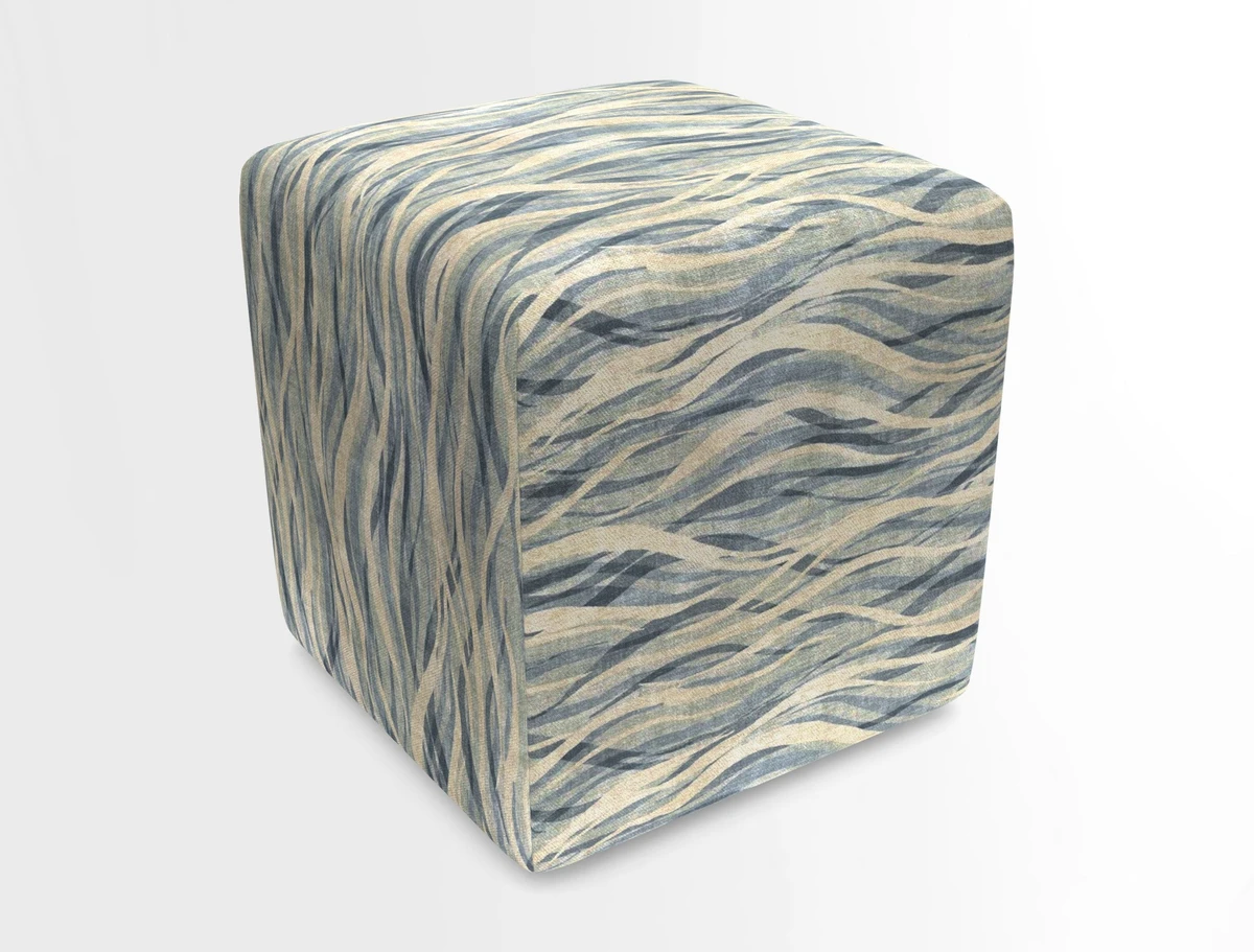 Cube Footstool in Peruvian homespun fabric