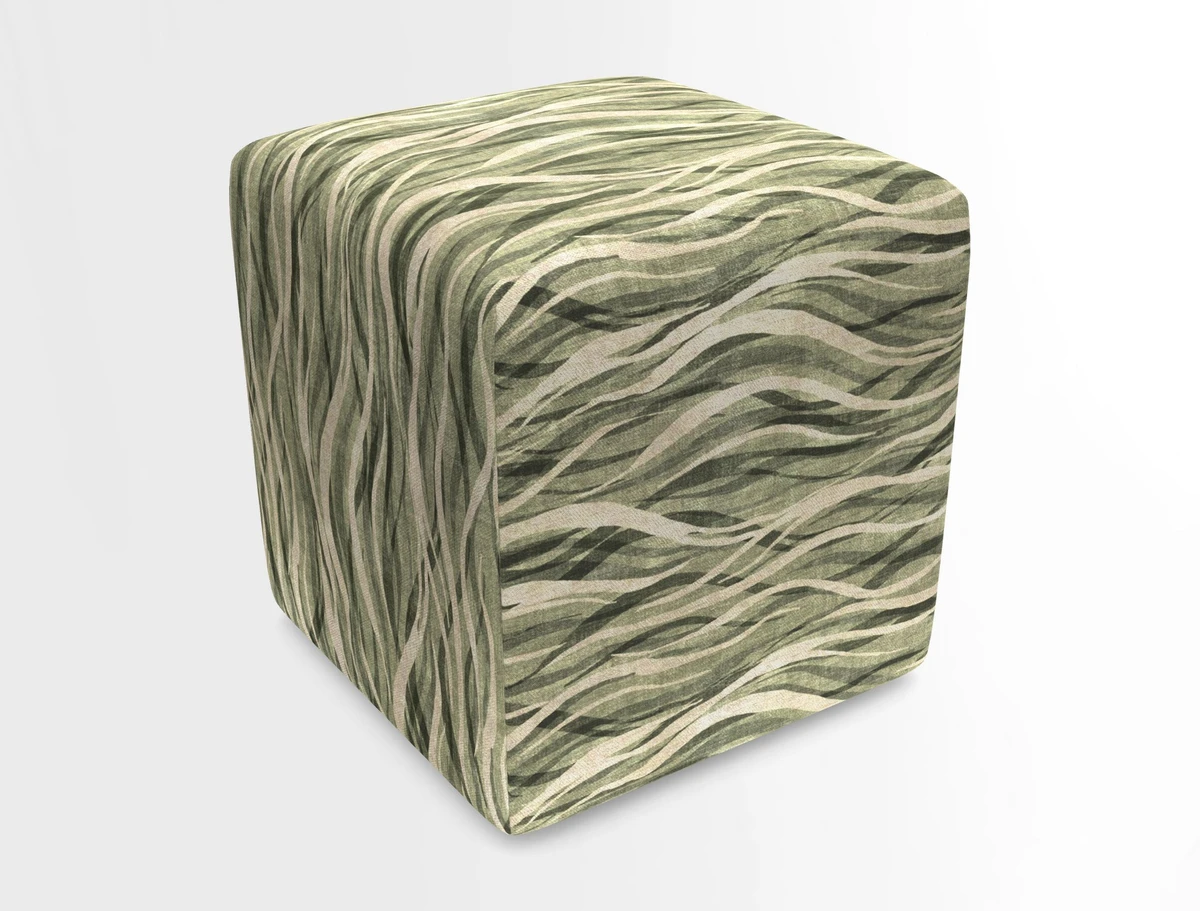 Cube Footstool in Peruvian homespun fabric