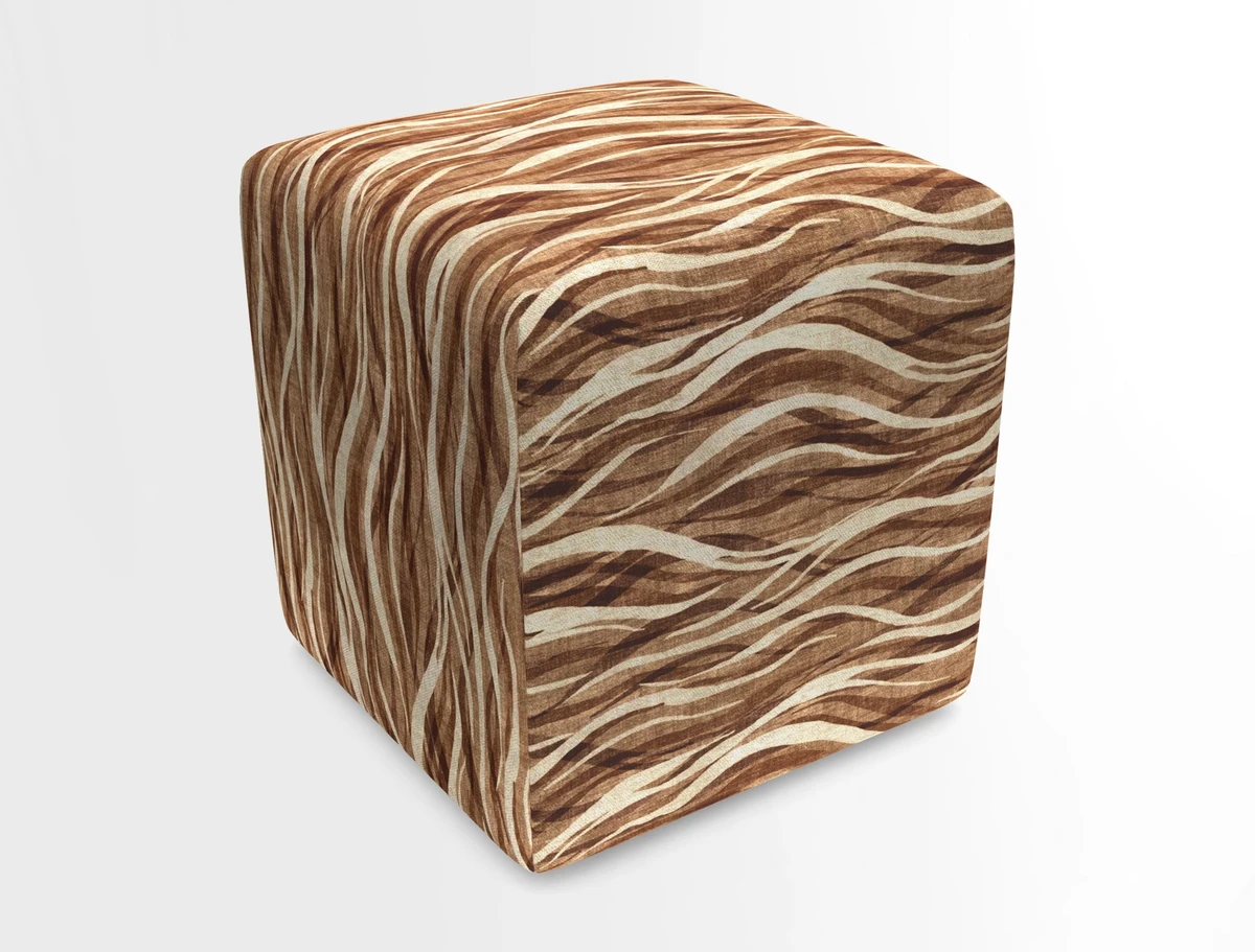 Cube Footstool in Peruvian homespun fabric