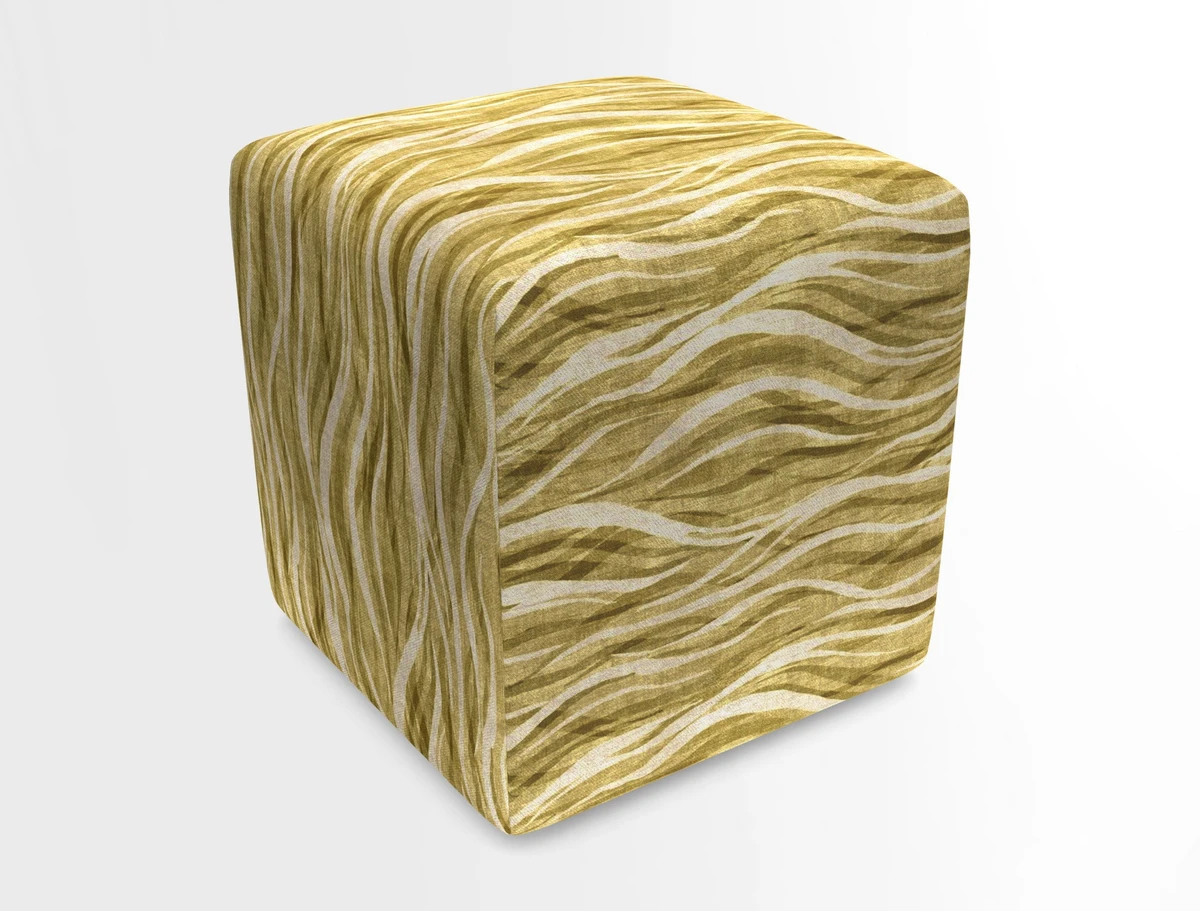 Cube Footstool in Peruvian homespun fabric