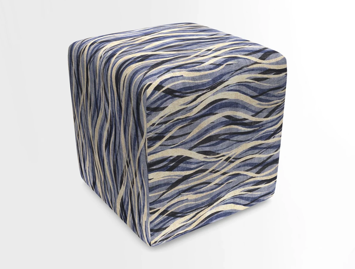 Cube Footstool in Peruvian homespun fabric