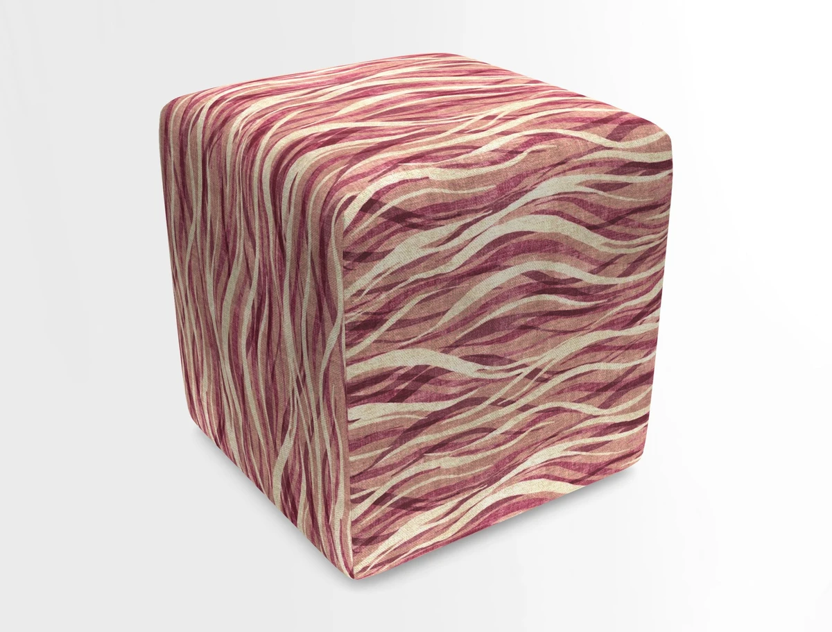 Cube Footstool in Peruvian homespun fabric