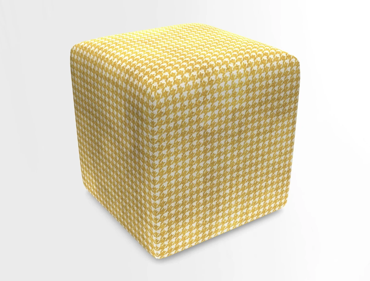 Cube Footstool in Peruvian homespun fabric