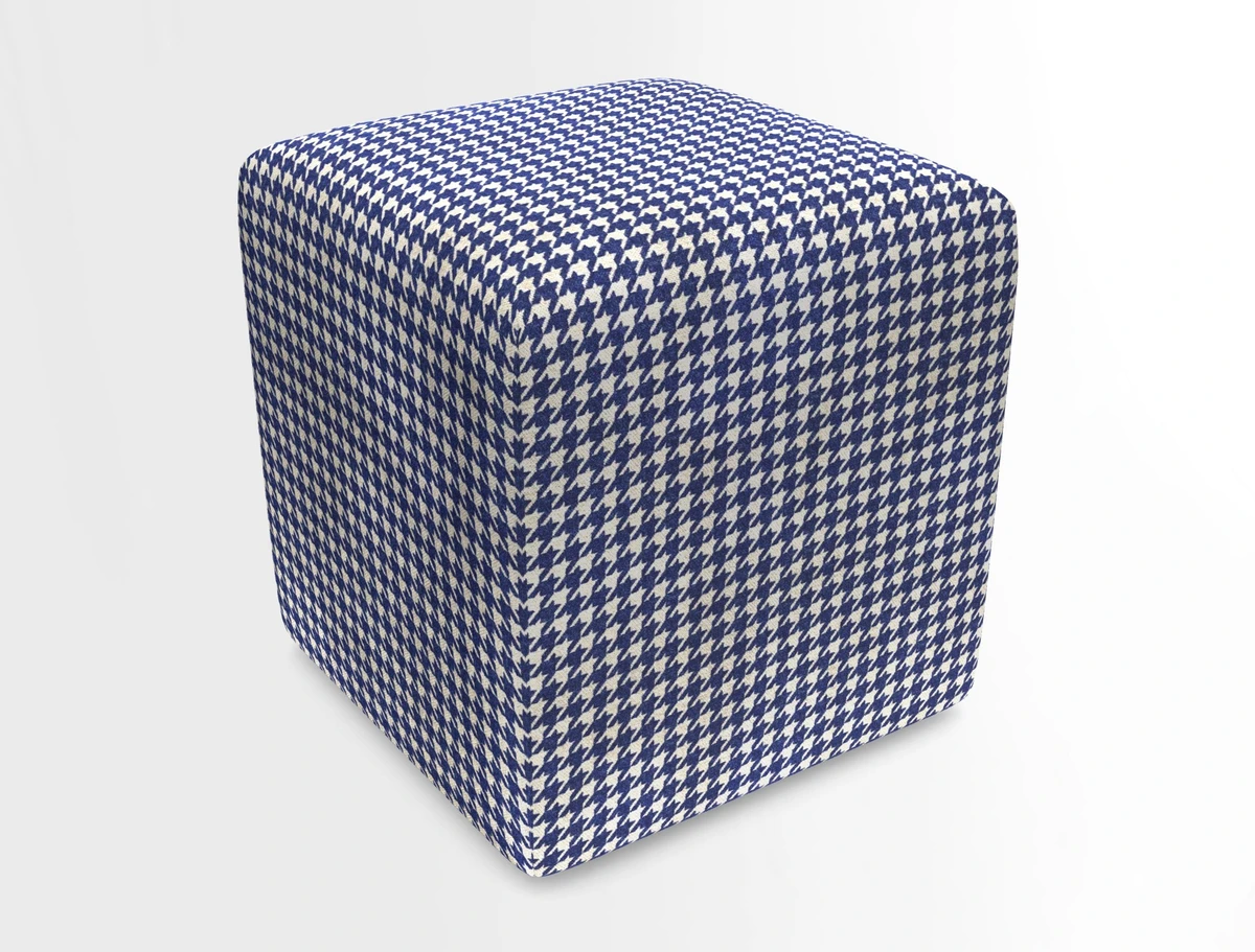 Cube Footstool in Peruvian homespun fabric