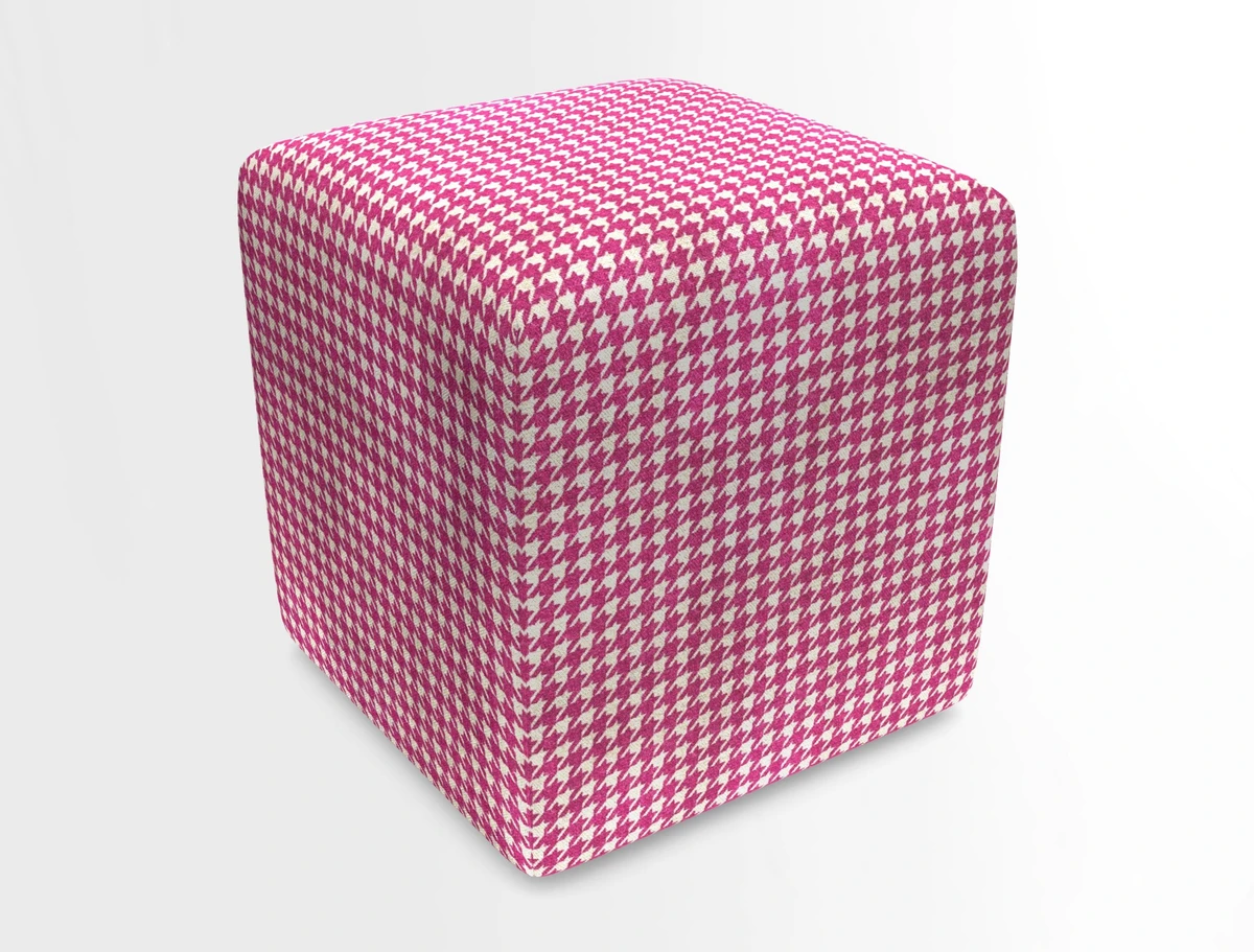 Cube Footstool in Peruvian homespun fabric
