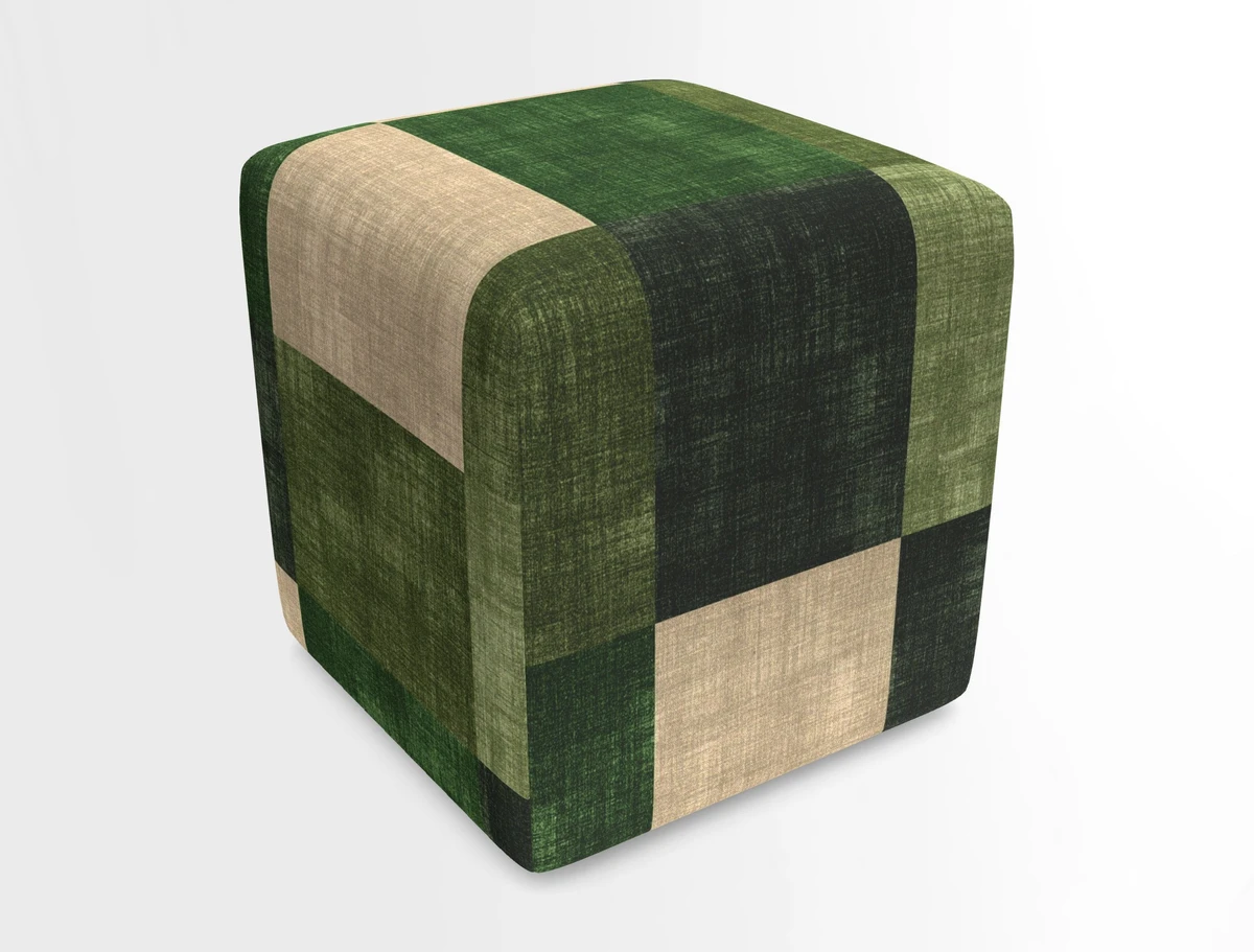 Cube Footstool in Peruvian homespun fabric