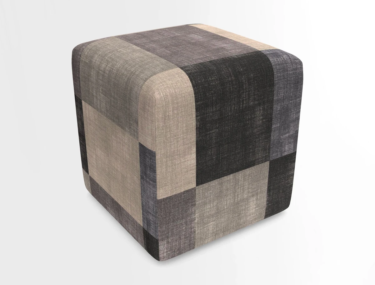 Cube Footstool in Peruvian homespun fabric
