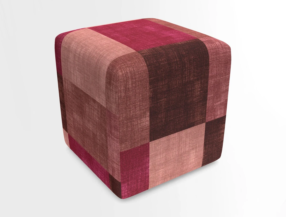 Cube Footstool in Peruvian homespun fabric