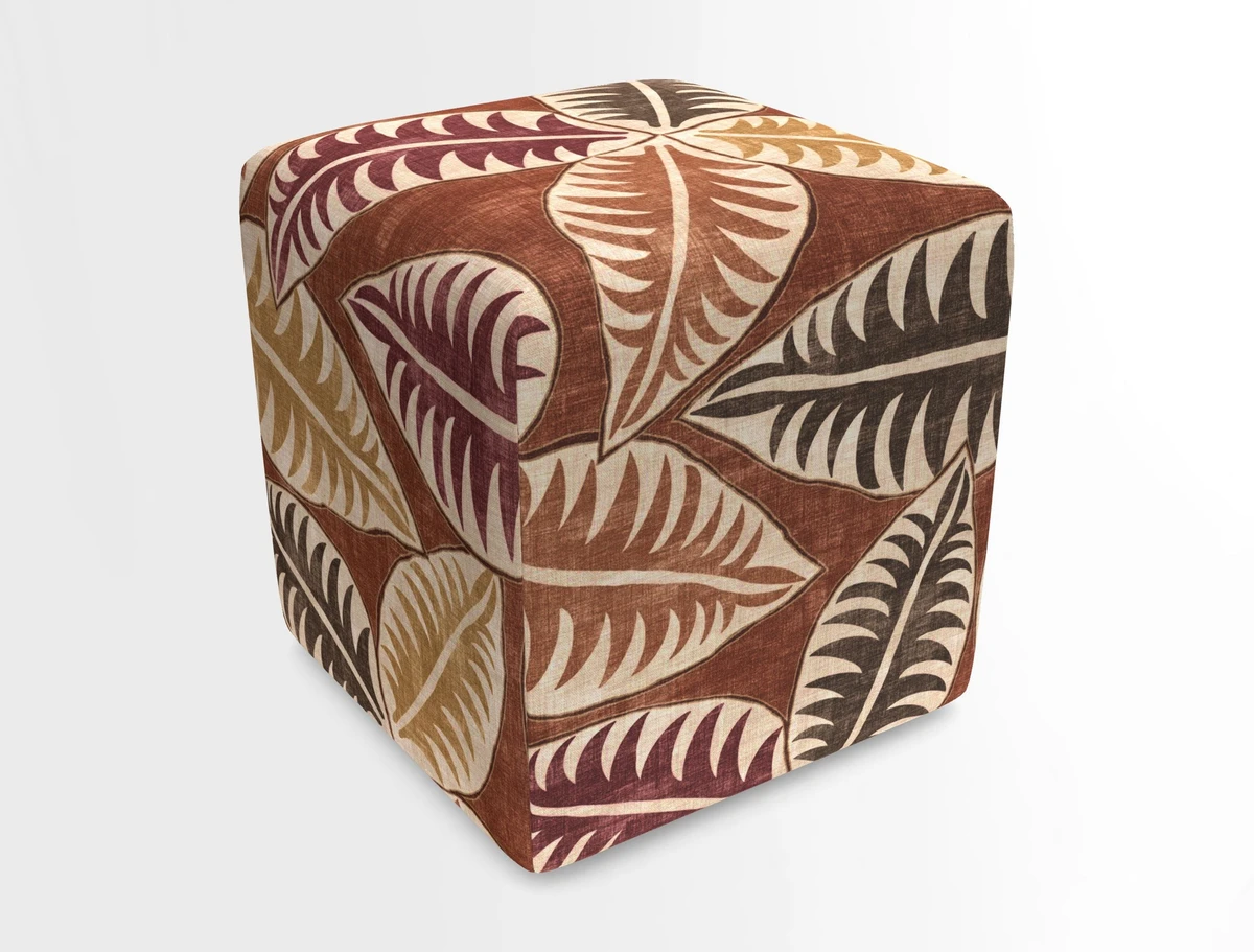 Cube Footstool in Peruvian homespun fabric