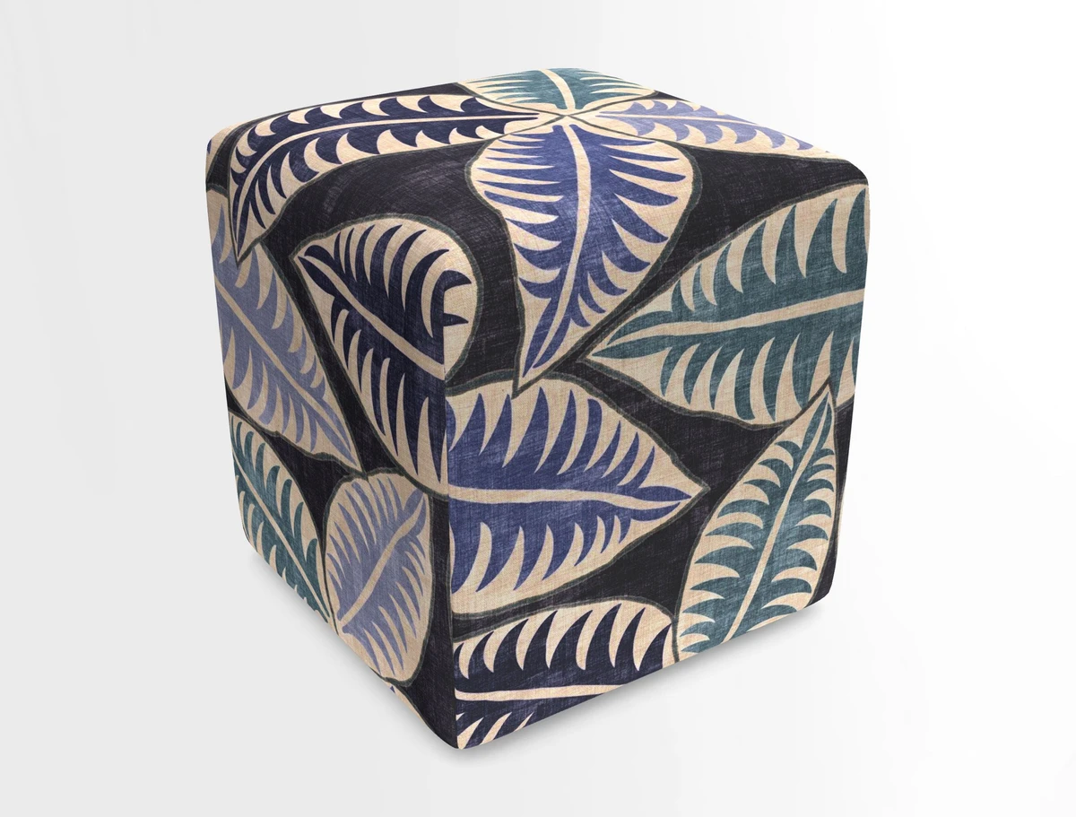 Cube Footstool in Peruvian homespun fabric