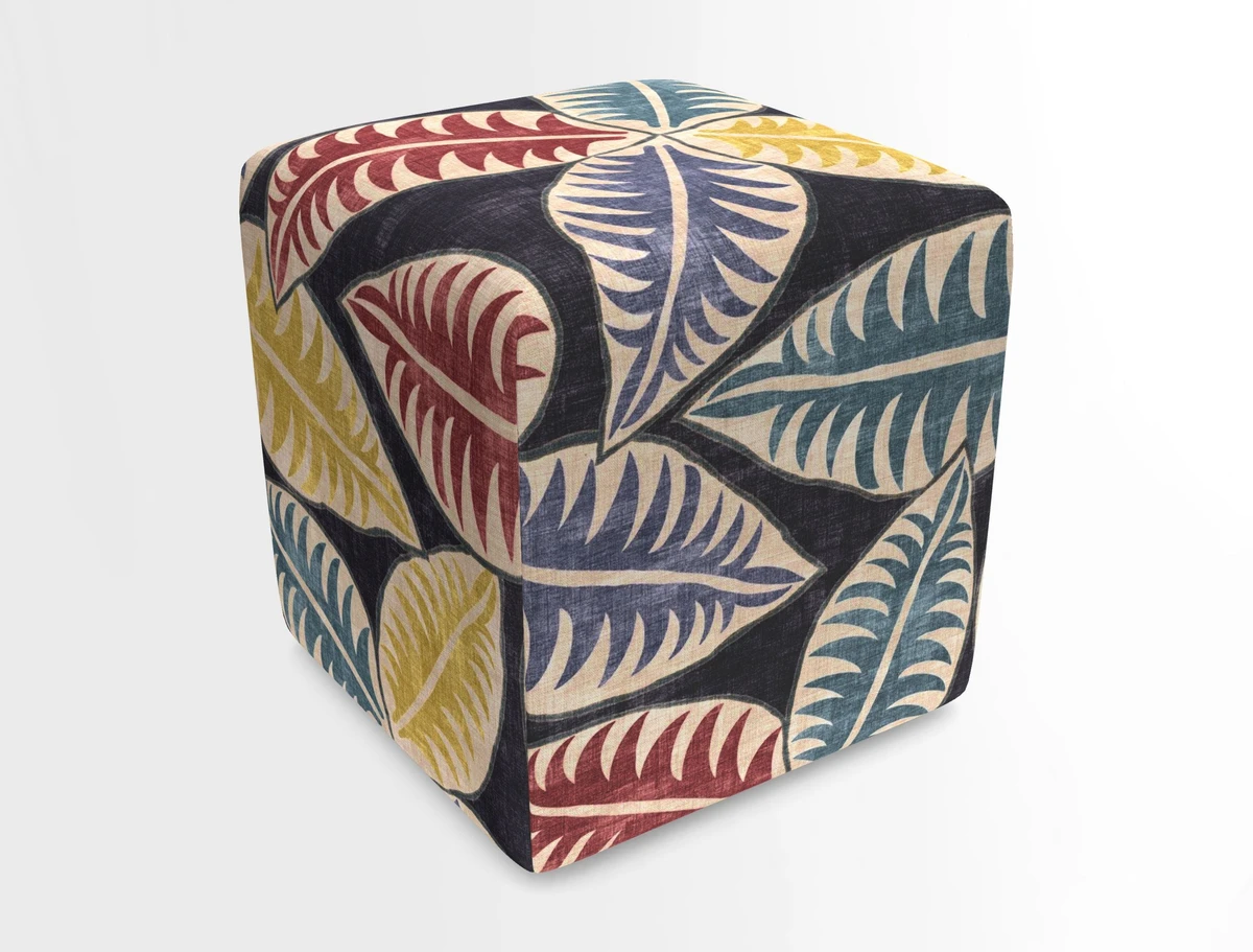 Cube Footstool in Peruvian homespun fabric