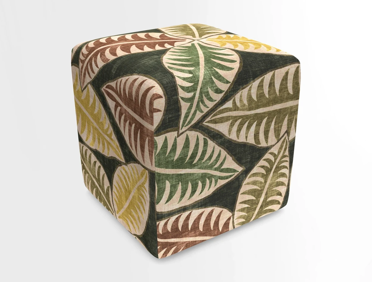 Cube Footstool in Peruvian homespun fabric