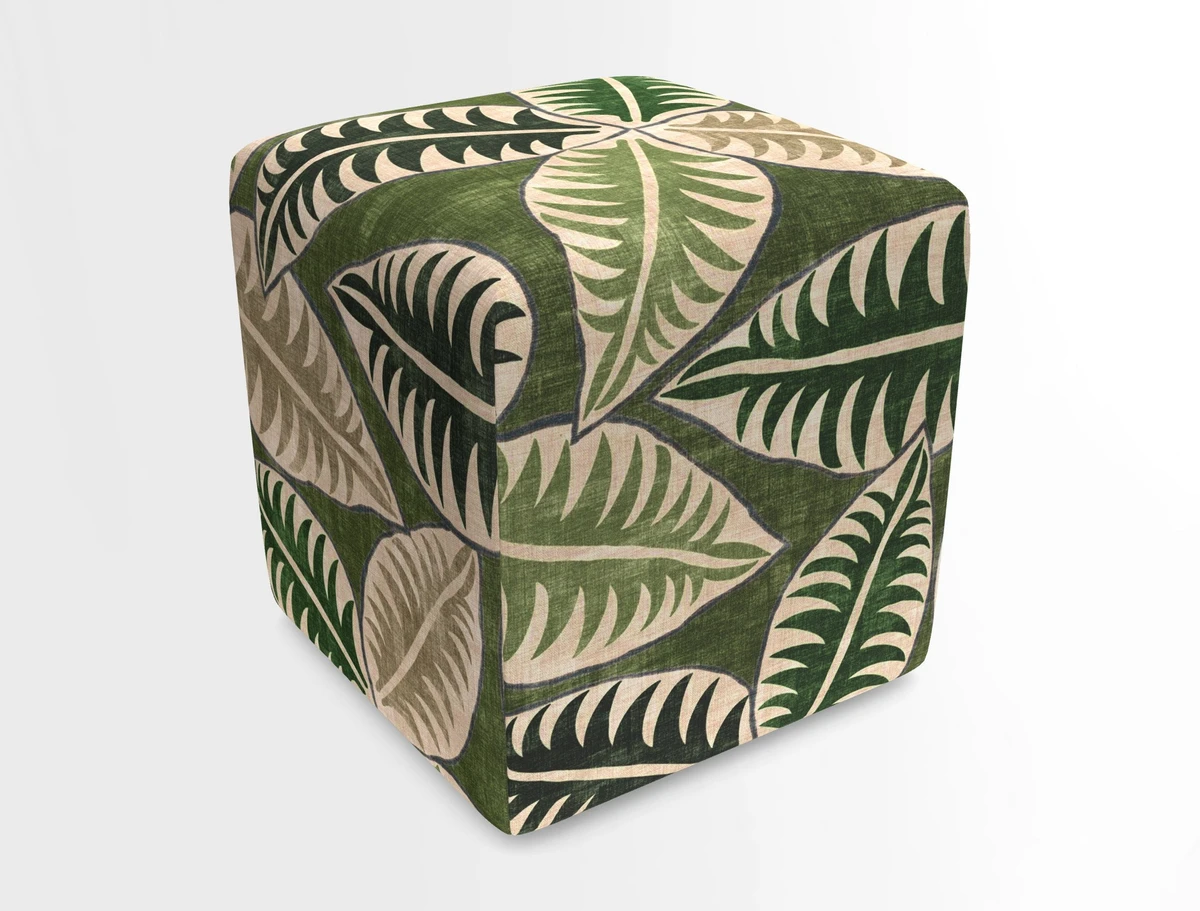 Cube Footstool in Peruvian homespun fabric
