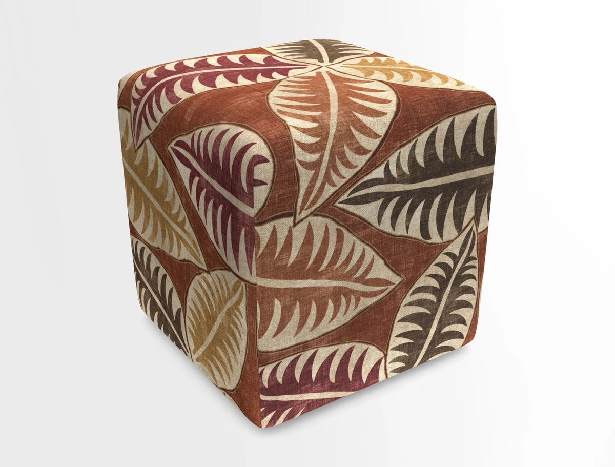 Cube Footstool in Peruvian homespun fabric