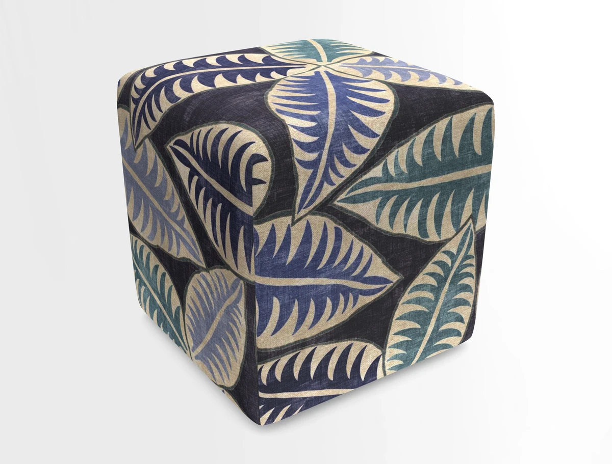 Cube Footstool in Peruvian homespun fabric