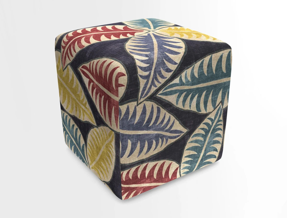 Cube Footstool in Peruvian homespun fabric